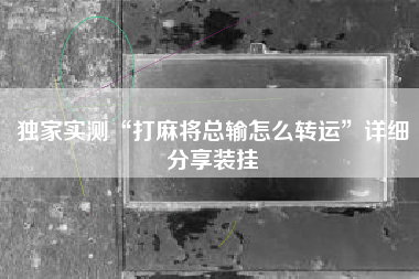 独家实测“打麻将总输怎么转运”详细分享装挂