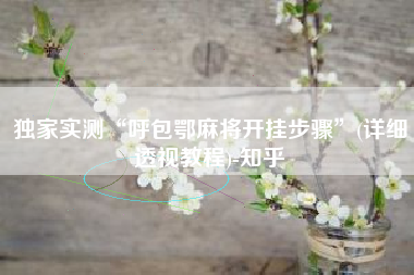 独家实测“呼包鄂麻将开挂步骤”(详细透视教程)-知乎