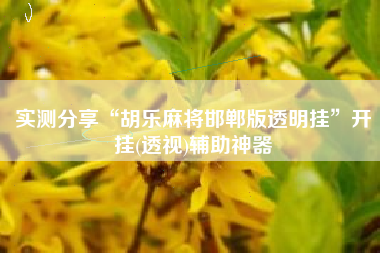 实测分享“胡乐麻将邯郸版透明挂	”开挂(透视)辅助神器