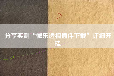 分享实测“微乐透视插件下载”详细开挂