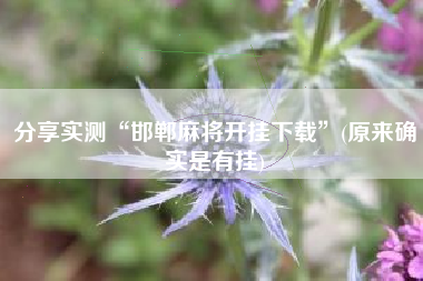 分享实测“邯郸麻将开挂下载”(原来确实是有挂)