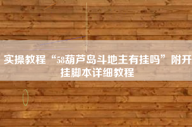 实操教程“58葫芦岛斗地主有挂吗”附开挂脚本详细教程