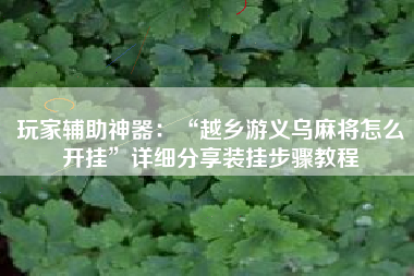 玩家辅助神器：“越乡游义乌麻将怎么开挂”详细分享装挂步骤教程