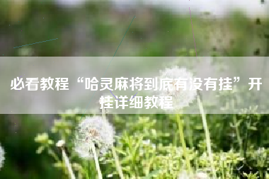 必看教程“哈灵麻将到底有没有挂”开挂详细教程