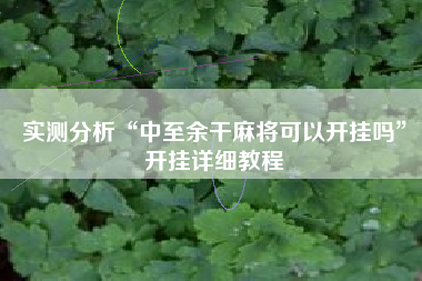 实测分析“中至余干麻将可以开挂吗”开挂详细教程