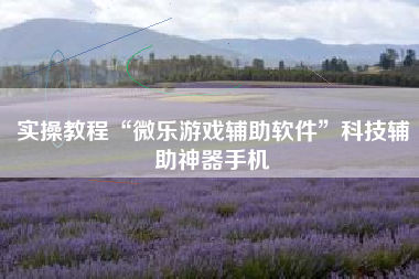 实操教程“微乐游戏辅助软件	”科技辅助神器手机