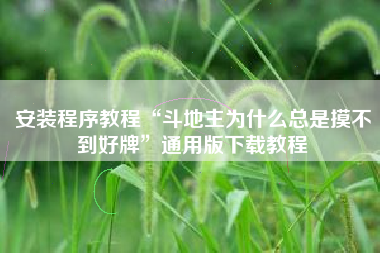 安装程序教程“斗地主为什么总是摸不到好牌”通用版下载教程