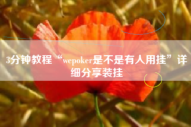 3分钟教程“wepoker是不是有人用挂	”详细分享装挂
