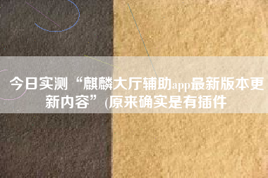 今日实测“麒麟大厅辅助app最新版本更新内容	”(原来确实是有插件