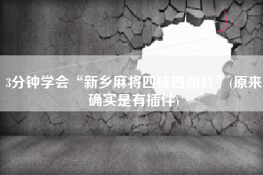 3分钟学会“新乡麻将四挂四图片	”(原来确实是有插件)