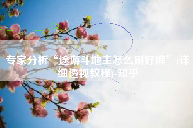 专家分析“途游斗地主怎么刷好牌	”(详细透视教程)-知乎