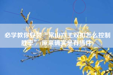 必学教你安装“常山六王双扣怎么控制胜率”(原来确实是有插件)