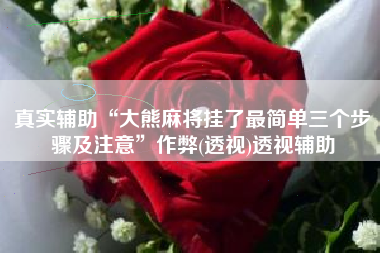 真实辅助“大熊麻将挂了最简单三个步骤及注意	”作弊(透视)透视辅助