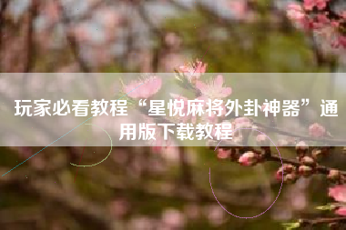 玩家必看教程“星悦麻将外卦神器	”通用版下载教程