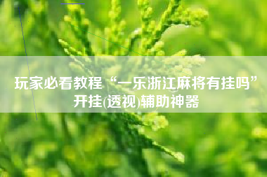 玩家必看教程“一乐浙江麻将有挂吗”开挂(透视)辅助神器