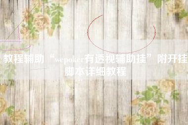 教程辅助“wepoker有透视辅助挂	”附开挂脚本详细教程