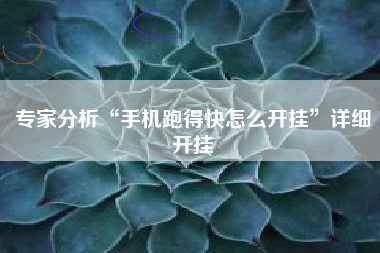 专家分析“手机跑得快怎么开挂”详细开挂