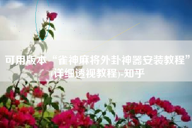 可用版本“雀神麻将外卦神器安装教程	”(详细透视教程)-知乎