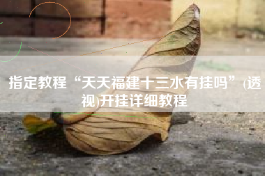 指定教程“天天福建十三水有挂吗”(透视)开挂详细教程