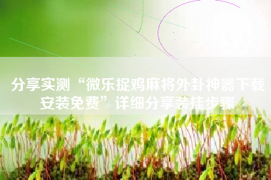 分享实测“微乐捉鸡麻将外卦神器下载安装免费”详细分享装挂步骤