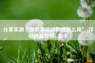 分享实测“顺欣茶坊辅助器怎么用”(详细透视教程)-知乎