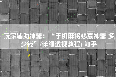玩家辅助神器：“手机麻将必赢神器 多少钱”(详细透视教程)-知乎