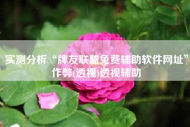 实测分析“牌友联盟免费辅助软件网址”作弊(透视)透视辅助