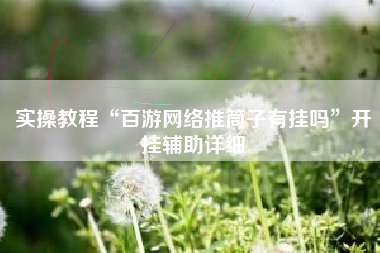 实操教程“百游网络推筒子有挂吗”开挂辅助详细