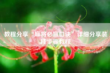 教程分享“麻将必赢口诀”详细分享装挂步骤教程