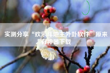 实测分享“欢乐斗地主外卦软件”原来有神器下载