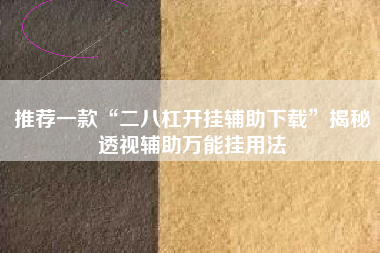 推荐一款“二八杠开挂辅助下载	”揭秘透视辅助万能挂用法