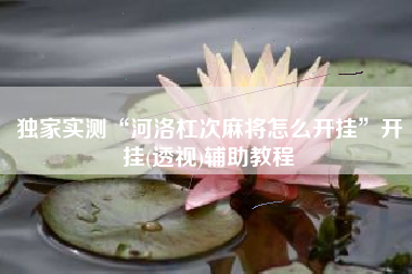 独家实测“河洛杠次麻将怎么开挂”开挂(透视)辅助教程