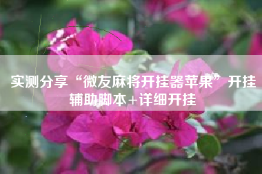 实测分享“微友麻将开挂器苹果	”开挂辅助脚本+详细开挂