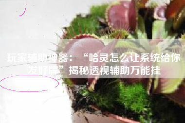 玩家辅助神器：“哈灵怎么让系统给你发好牌	”揭秘透视辅助万能挂