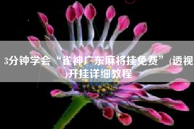 3分钟学会“雀神广东麻将挂免费”(透视)开挂详细教程