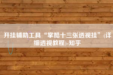 开挂辅助工具“掌酷十三张透视挂”(详细透视教程)-知乎