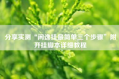 分享实测“闲逸挂最简单三个步骤”附开挂脚本详细教程