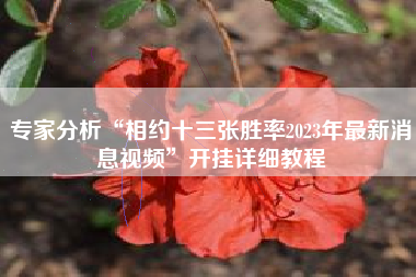 专家分析“相约十三张胜率2023年最新消息视频”开挂详细教程