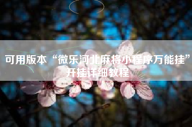 可用版本“微乐河北麻将小程序万能挂	”开挂详细教程