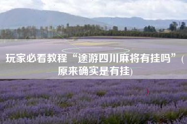 玩家必看教程“途游四川麻将有挂吗”(原来确实是有挂)